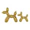 Set of 2 Gold Porcelain Contemporary Dog Sculpture, 7", 9"